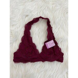 Wine Lacey Halter Bralette